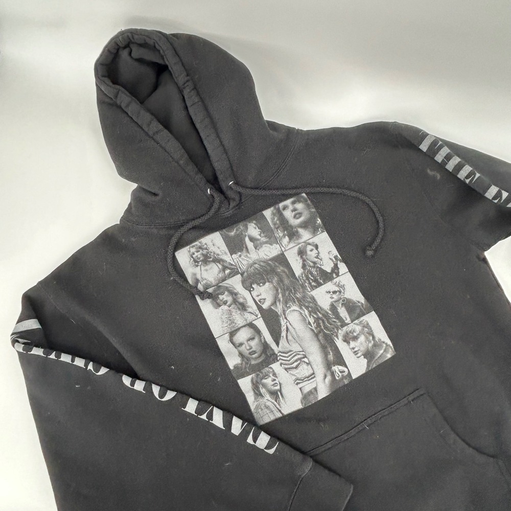 Taylor Swift The Eras Tour Hoodie Black Concert‎ Merch Sweatshirt Size Large L